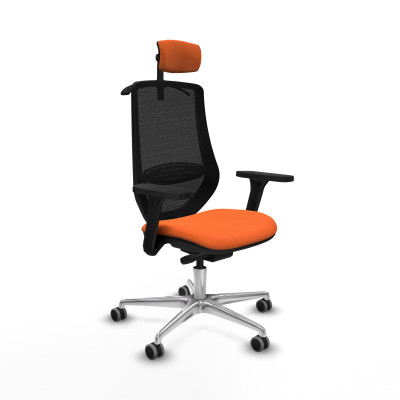 Mardos traslack bali naranja brazos 3D base aluminio ruedas 65mm engomadas cabecero 2D perchero