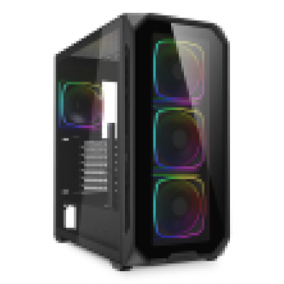 CAJA GAMING ATX SHARKOON AK5G RGB 4XVENT 120MM 3XUSB SN FUENTE NEGRO