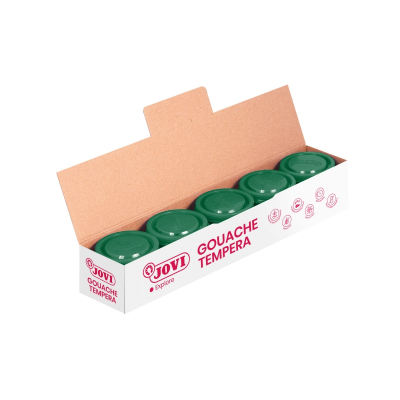Jovi Bote de Tempera Escolar 35ml - Aplicacion en Multiples Superficies - Uso con Pincel, Rodillo o Espatula - Colores Mezclables - Color Verde Oscuro