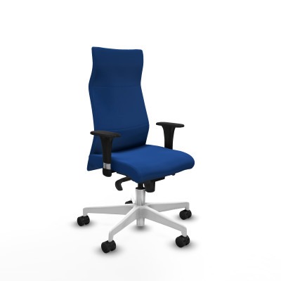 Albacete XL sincro similpiel azul brazos 1D base blanca ruedas 65 mm nailon