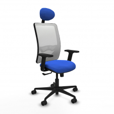 Piqueras y Crespo Zulema sincro malla blanca bali azul brazos 2D base nailon cabecero fijo ruedas 65mm nailon