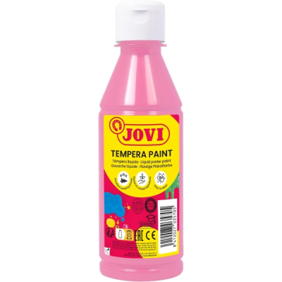 Jovi Tempera Paint Tempera Liquida 250ml - Base Agua - Lista para Usar - Alto Poder Cubriente - Secado Rapido - Excelente Fluidez - Adherencia en Multiples Superficies - Color Rosa