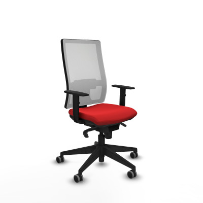 Horna sincro malla blanca similpiel rojo brazos 1D base piramidal ruedas 65mm engomadas
