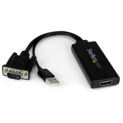 Adaptador VGA a HDMI con audio y alimentación USB – Conversor VGA a HDMI portátil – 1080 p