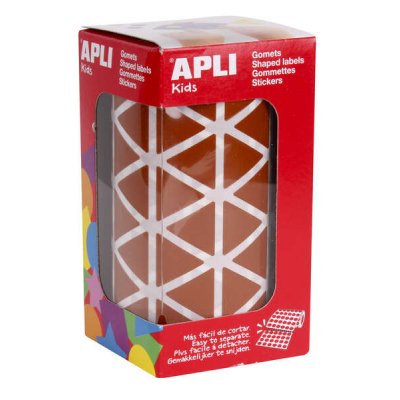 Apli Gomets Triangulares Marron 20x20x20mm - 59 Hojas Pretroqueladas - 2832 Gomets por Rollo - Ideal para Escuelas y Talleres Infantiles - Adhesivo Base Agua y Libre de Disolventes - Cumple con Normas