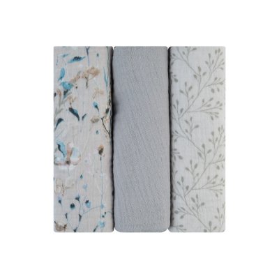 Juego de pañales de muselina 3 uds 75x75 cm Dreamy Fields Gris