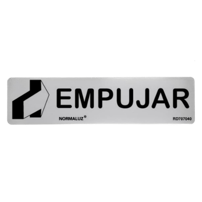Cartel informativo empujar, inox adhesivo 0.8 mm, 5 x 20 cm