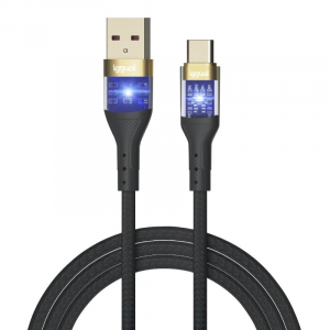 Cable iggual USB-A a tipo C, 3A, 100 cm, trenzado, LED