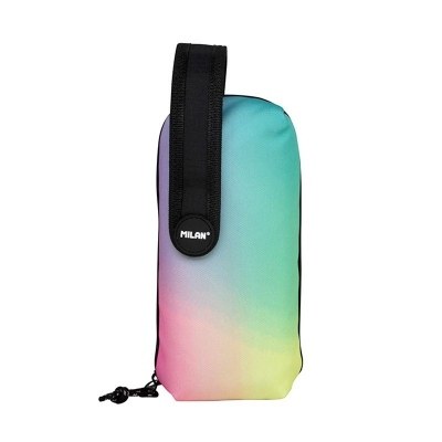 Milan Sunset Black Pack de 4 Estuches Portatodo con Contenido de Serie - Contenido: Goma de Borrar, 2 Sacapuntas, Lapiz de Grafito HB, 3 Boligrafos Capsule, Regla de 15cm, 12 Lapices de Colores Ergo y