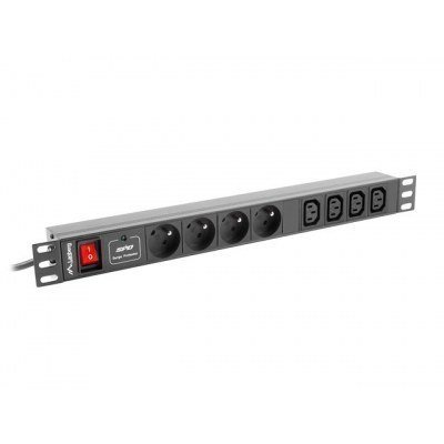 Regleta lanberg 1u 10a rack 19 8x socket negro 2m