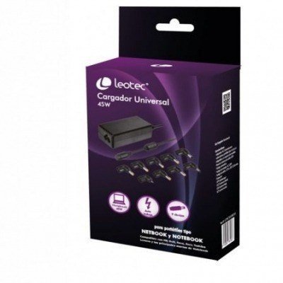 Cargador de Portátil Leotec Home/ 45W/ Automático/ 9 Conectores/ Voltaje 9.5-20V
