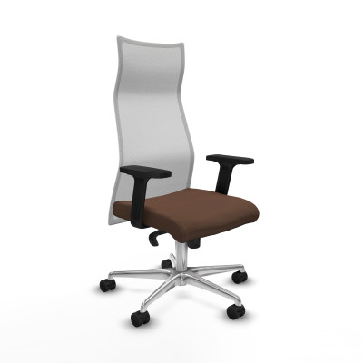 Albacete malla sincro malla blanca bali marrón oscuro brazos 2D base aluminio ruedas 65 mm nailon