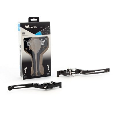 V-PARTS Foldable Levers 177mm CNC Black/Aluminum Screws with Adapters by Pair BMW LV-FL(L9-R9)