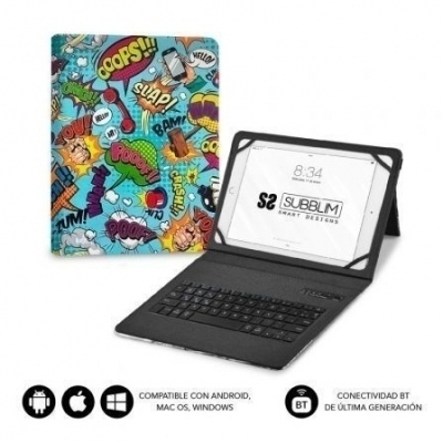 Funda con Teclado Subblim Keytab Pro Bluetooth para Tablets de 9-11/ Comic