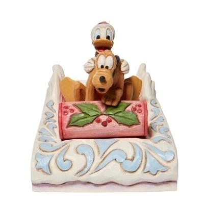 Figura enesco disney disney traditions donald & pluto en trineo