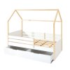 Cama-casita Montessori 90x200 cm madera con cajones rosa · Sogni XL