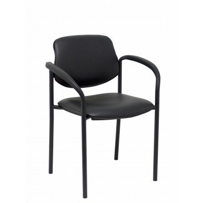 Silla fija Styl similpiel negro chasis negro con brazos
