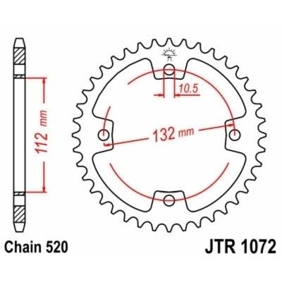 Corona JT SPROCKETS acero estándar 1072 - Paso 520 JTR1072.38