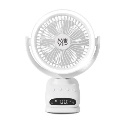 Muvip MV0665 Ventilador de Pinza Portatil 6 - 5 Velocidades - Angulo Ajustable hasta 180º - Autonomia hasta 16h - Bateria 10000mAh - Color Blanco