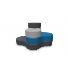 Piqueras y Crespo Puff modular Tapa de 4 pisos en color gris y azul