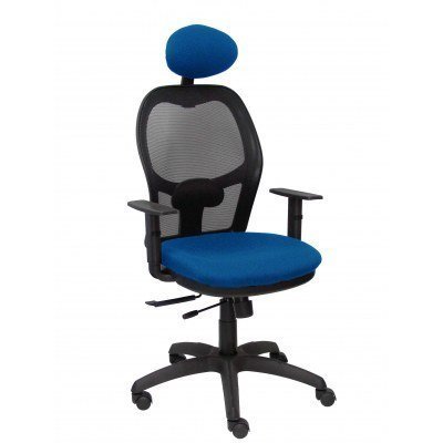 Silla Jorquera traslack malla negra asiento bali azul brazos regulables y cabecero