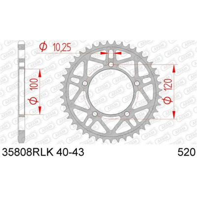 Corona AFAM acero ultraligera 35808 - Paso 520 35808RLK-43