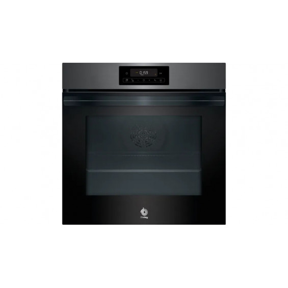 Horno pirolítico Balay 3HB4821G2, 71 litros, 7 funciones, Aqualisis, AutoChef 10 recetas, raíl telescópico 1 altura, clase A, horno de leña, grafito