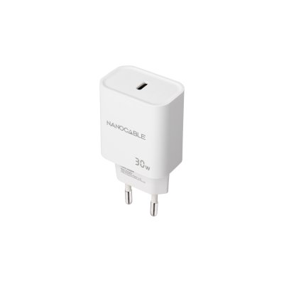 Cargador de Pared Nanocable 10.10.2009/ 1xUSB Tipo-C/ 30W/ Blanco