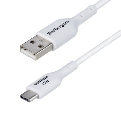 Cable Cargador USB-A a USB-C de 1m - Cable Adaptador USB-A a USB Tipo C - 3A - Cable de Carga y Sincronización - USB 2.0 - Recubrimiento de TPE - M/M - Blanco