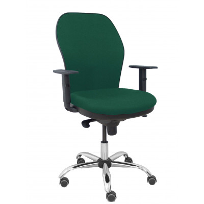 Silla Jorquera respaldo bali verde botella asiento bali verde botella base cromada y ruedas parqué
