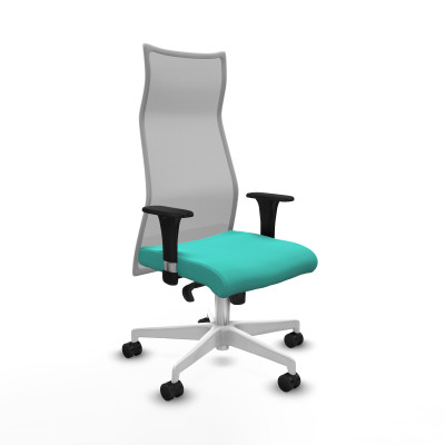 Albacete malla XL sincro malla gris similpiel turquesa brazos 1D base blanca ruedas 65mm nailon