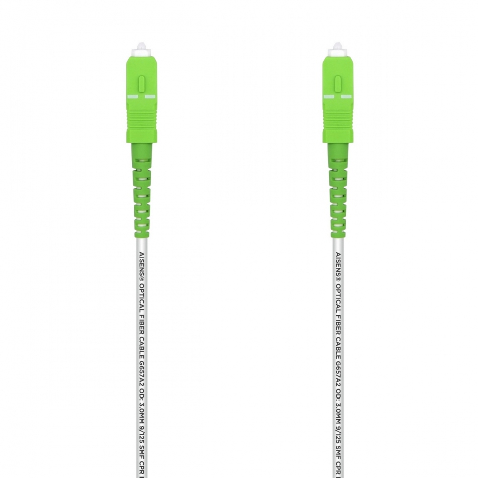 AISENS - CABLE FIBRA ÓPTICA LATIGUILLO G657A2 3.0 9/125 SMF SIMPLEX CPR DCA LSZH, SC/APC-SC/APC, BLANCO, 40M