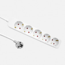 Alargadera Florey Cable 3m 3gx1,5mm2, 5enchufes Blanco 4x4x25cm