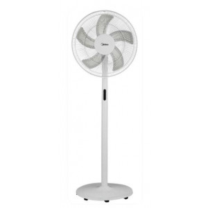 Ventilador de pie Midea FS4018BR HOME CONFORT, 40 cm, 48W, Pantalla LED, 5 Aspas, 8 Velocidades, Temporizador, 85°, Altura ajustable, mando a distancia, blanco