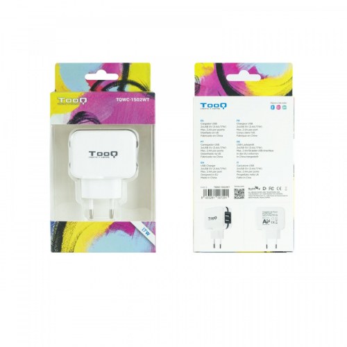 Tooq Cargador de Red USB 2xUSB 5V 3.4A Blanco