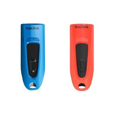 Memoria usb 3.0 sandisk 32gb cruzer ultra pack 2 unidades rojo - azul
