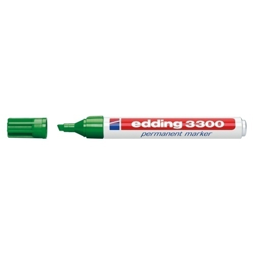 Edding 3300 Rotulador Permanente - Punta Biselada - Trazo entre 1 y 5 mm. - Tinta Casi Inodora - Secado Rapido - Color Verde