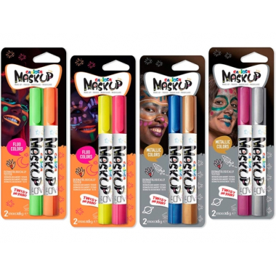 Pack Carioca Mask Up Metallic 2 Unidades - Colores para la Piel en Stick Metalicos - Colores Brillantes - Lavables - Base Agua - Se Pueden Mezclar - Color Varios
