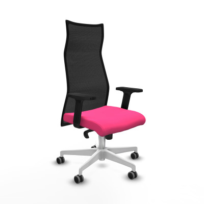 Albacete malla sincro malla negra similpiel rosa brazos 2D base blanca ruedas 65mm engomadas