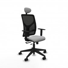 Piqueras y Crespo Motilla traslack malla negra bali gris claro brazos 1D base piramidal cabecero fijo ruedas 65mm nailon