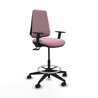 Taburete Elche AS bali rosa brazos 1D base piramidal ruedas 65mm nailon