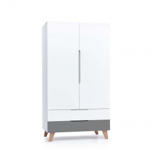 Armario bebé blanca/antracita con patas de madera · Lifestyle A347R-M5895