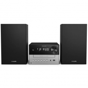 Micro cadena Philips TAM3205M2/12, Bluetooth 5.4, 18W, USB, entreda de audio, plata y negro