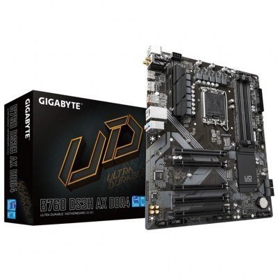 Placa base gigabyte b760 ds3h ax 1700 atx - 4 x ddr4 - 4 x sata - 1 x dp - 1 x hdmi - 4 x usb 2.0 - 1 x usb 3.2 - 1 x usb tipo c