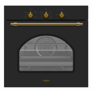 Horno de gas Vitrokitchen HG602RN Gas natural, 52 litros, 2 raíles telescópicos, horno gas + grill gas con ventilador, termostato regulación, clase A, antracita rústico