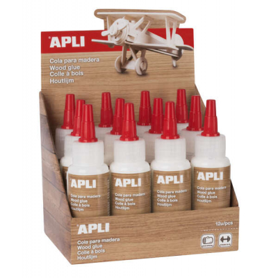Apli Bote de Cola para Madera 80ml - Aplicador de Precision Incluido - Gran Poder de Adhesion - Transparente al Secar - Sin Disolventes
