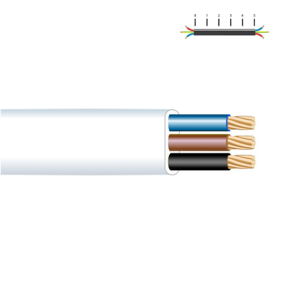 Carrete manguera plana 3 x 1,00 mm² blanca, 10 m