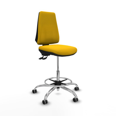 Taburete Elche AS bali amarillo base cromada ruedas 65mm engomadas