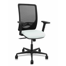Piqueras y Crespo Silla Zulema sincro malla negra asiento bali blanco brazos 2D ruedas 65mm