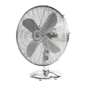 Ventilador de sobremesa FM SM140, 40 cm, 50W, oscilante, 3 niveles, cabezal multiorientable, fabricado en metal cromado